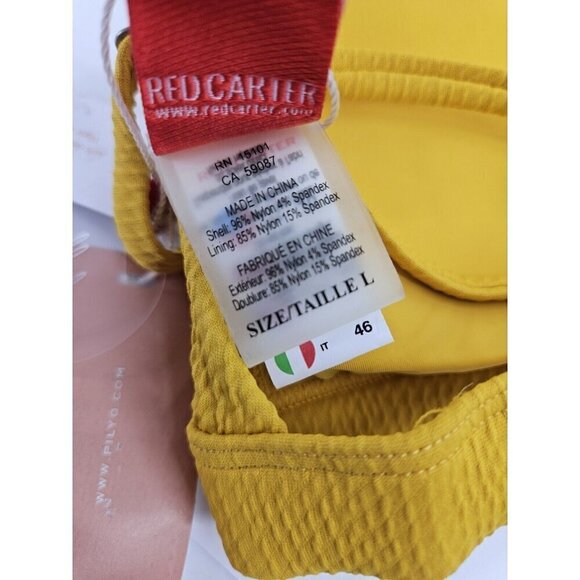 New Red Carter Cali Textured Triangle Bikini Top Womens L Yellow  Swim Suit - Picture 6 of 11